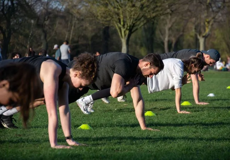 Outdoor fitness training in open air environment